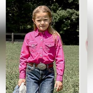 Wrangler Girls Hot Pink Western Button-Down Shirt